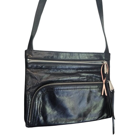HOBO The Original Cassie Black Genuine Leather Crossbody Bag Boho Whimsigoth - Picture 1 of 8